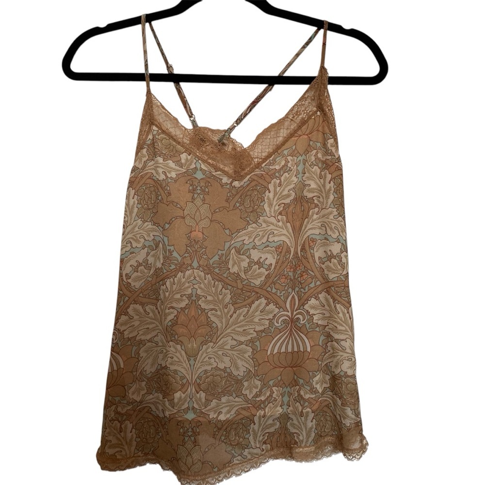 Bishop + Young Elegant Tan Lace Trim Cami Top